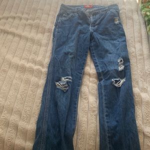 DICKIES Girls Denim Relaxed Carpenter Pants,size 12,color medium wash